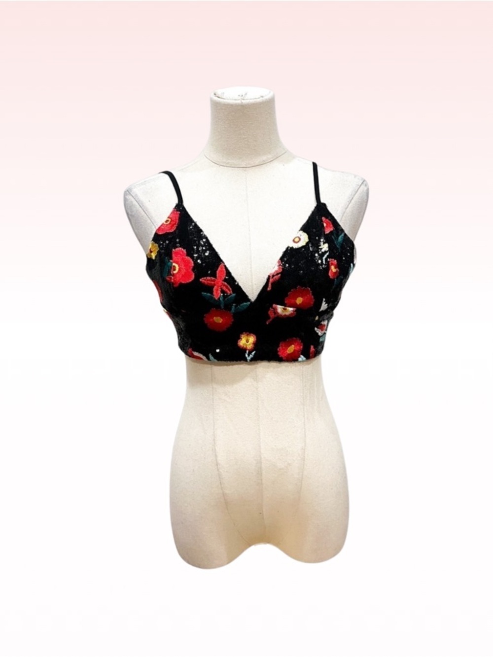 FOREVER 21 Sequin Floral Embroidered Bra Top (Sz S)